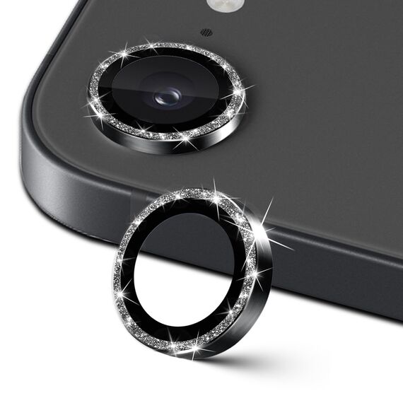 GEEMEE für iPhone 16e Kameraschutz für Panzerglas, Aluminiumlegierung Rand & HD 9H Gehärtetem Kamera Schutzfolie, Anti-Kratzn dividuelle Ring aus Metall Linse Folie - Glänzendes Schwarz