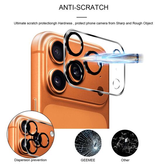 GEEMEE für iPhone 17 Pro Max für Kameraschutz Panzerglas, 9H Filmhärte Gehärtetem Kamera Schutzfolie (Schwarz), 2.5D HD Anti- Kratzer Blasenfrei Hohe Empfindlichkeit Displayschutzfolie- 2 Pack