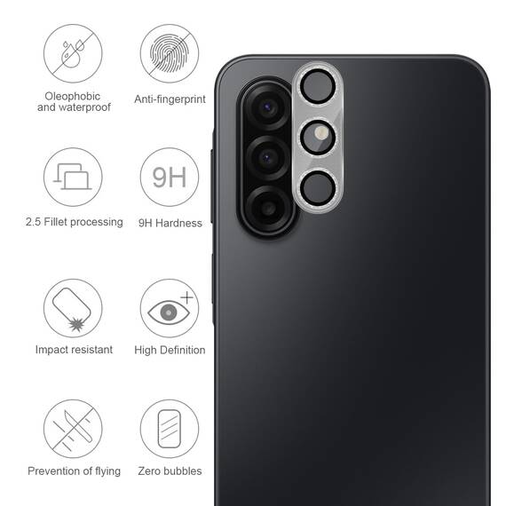 GEEMEE Glitzer Kameraschutz für Samsung Galaxy A17 für Panzerglas, 9H Anti-Kratzer Metall individuelle Linsen Schutzfolien, HD Klar Kamera Schutz Zubehör - Glänzendes Silber