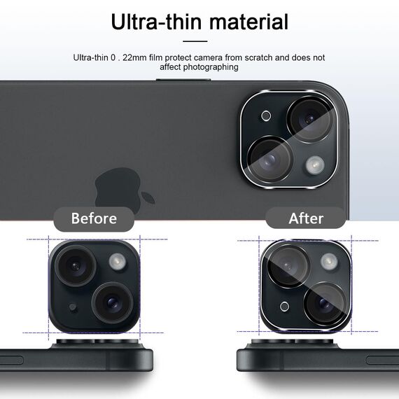GEEMEE für Panzerglas Kamera Schutz kompatible mit iPhone 15/iPhone 15 Plus, 2 Stück 9H Härte HD-Klare Anti- Kratzer Kamera Displayschutzfolie Blasenfrei Folie Gehärtetes Glas