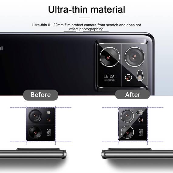 GEEMEE 3-Stück für Xiaomi Mi 13T/Xiaomi 13T Pro Kamera für Panzerglas Schutzfolie, 9H Härte HD-Klare Anti- Kratzer Kamera Displayschutzfolie, 2.5D Blasenfrei Folie Gehärtetes Glas Kameraschutz.