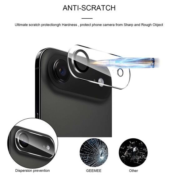 GEEMEE für iPhone 17 AIR/iPhone Air 2025 für Panzerglas Kameraschutz, 9H Filmhärte Gehärtetem Kamera Schutzfolie (Schwarz), 2.5D HD Anti- Kratzer Blasenfrei Hohe Empfindlichkeit schutzfolie- 2 Pack