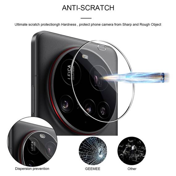 GEEMEE für Xiaomi 15 Ultra Kameraschutz für Panzerglas Schutzfolie, 2 Stück 9H Härte HD-Klare Anti- Kratzer Kamera Displayschutz, 2.5D Blasenfrei Folie Gehärtetes Glas Folie