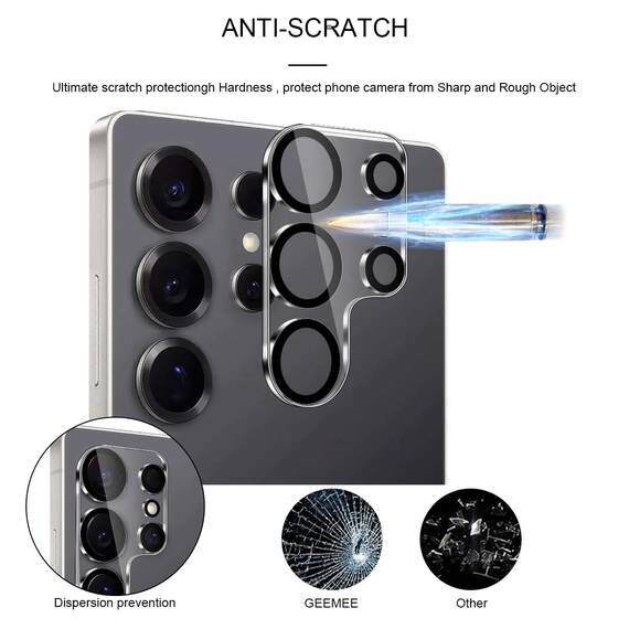 GEEMEE kompatibel mit Samsung Galaxy S25 Ultra 5G Kameraschutz für Panzerglas Schutzfolie, 2 Stück 9H Härte HD-Klare Anti- Kratzer Kamera Displayschutz, 2.5D Blasenfrei Folie Gehärtetes Glas Folie