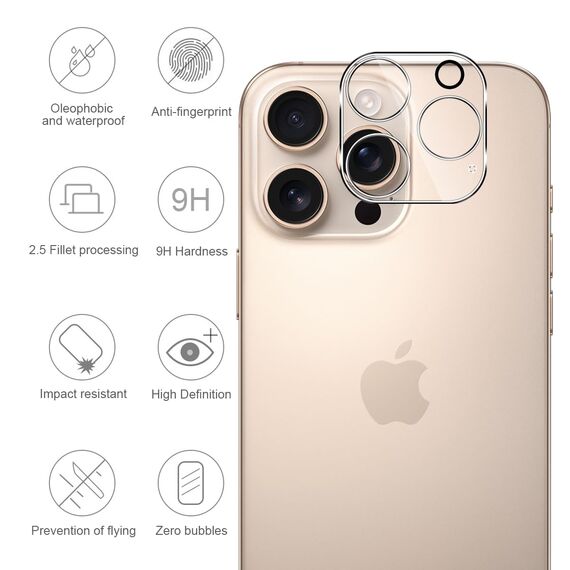 GEEMEE kompatible mit iPhone 16 Pro/iPhone 16 Pro Max Kameraschutz für Panzerglas, 2 Stück 9H Härte HD-Klare Anti- Kratzer Kamera Displayschutzfolie Blasenfrei Folie Gehärtetes Glas