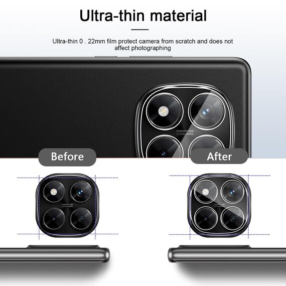 GEEMEE 2 Stück kompatibel mit Xiaomi Redmi Note 14 Pro 4G Kameraschutz für Panzerglas Schutzfolie, 9H Härte HD-Klare Anti- Kratzer Kamera Displayschutz, 2.5D Blasenfrei Folie Gehärtetes Glas Folie