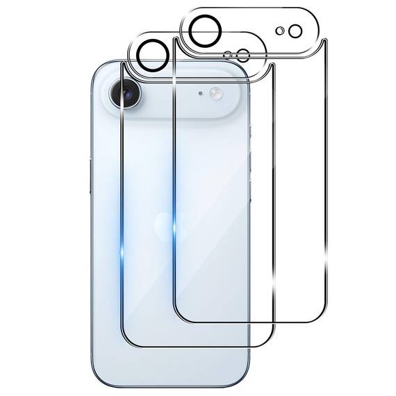 Wookfiss Rückseite Schutzfolie für iPhone 17 Air für Panzerglas, 2 Stück Rückseite Panzerfolie + 2 Stück Kamera Schutzfolie, 9H Härte, HD Displayschutz kompatibel mit iPhone Air