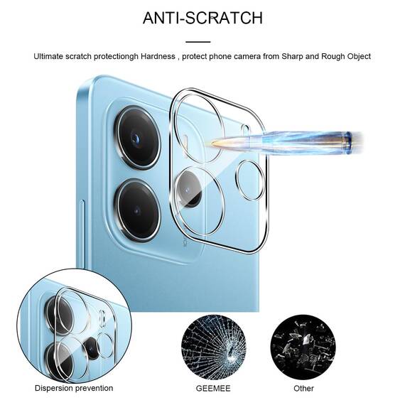 GEEMEE 2 Stück kompatibel mit Xiaomi Redmi Note 14 4G Kameraschutz für Panzerglas Schutzfolie, 9H Härte HD-Klare Anti- Kratzer Kamera Displayschutz, 2.5D Blasenfrei Folie Gehärtetes Glas Folie