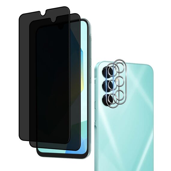 Wookfiss Privacy Schutzfolie für Samsung Galaxy A16 5G für Panzerglas, 2 Stück Sichtschutz Schutzfolie + 2 Stück Kameraschutz, 9H Härte, Anti-Kratz, Anti-Bläschen, Displayschutz