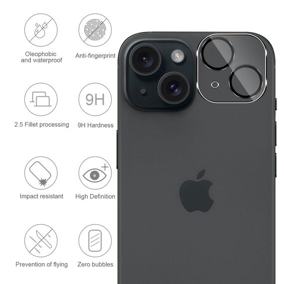GEEMEE für Panzerglas Kamera Schutz kompatible mit iPhone 15/iPhone 15 Plus, 2 Stück 9H Härte HD-Klare Anti- Kratzer Kamera Displayschutzfolie Blasenfrei Folie Gehärtetes Glas