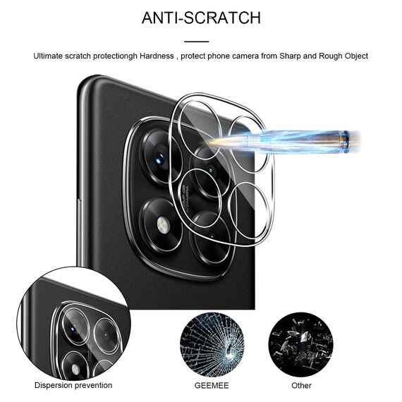 GEEMEE 2 Stück kompatibel mit Xiaomi Redmi Note 14 Pro 4G Kameraschutz für Panzerglas Schutzfolie, 9H Härte HD-Klare Anti- Kratzer Kamera Displayschutz, 2.5D Blasenfrei Folie Gehärtetes Glas Folie