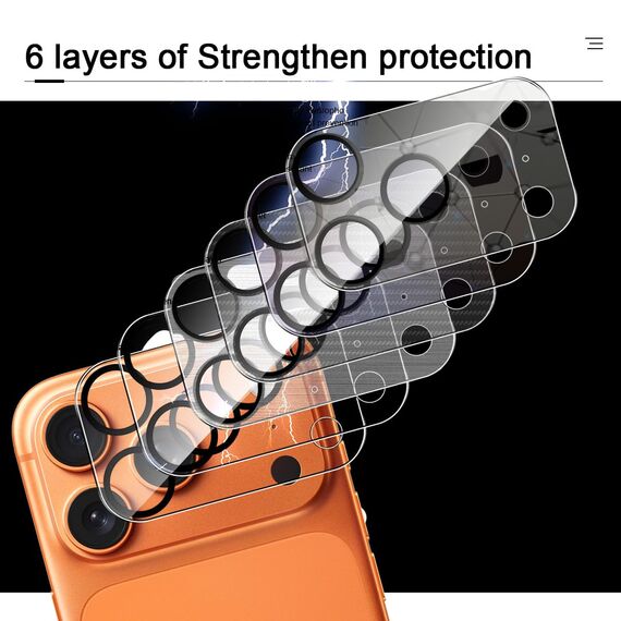GEEMEE für iPhone 17 Pro Max für Kameraschutz Panzerglas, 9H Filmhärte Gehärtetem Kamera Schutzfolie (Schwarz), 2.5D HD Anti- Kratzer Blasenfrei Hohe Empfindlichkeit Displayschutzfolie- 2 Pack