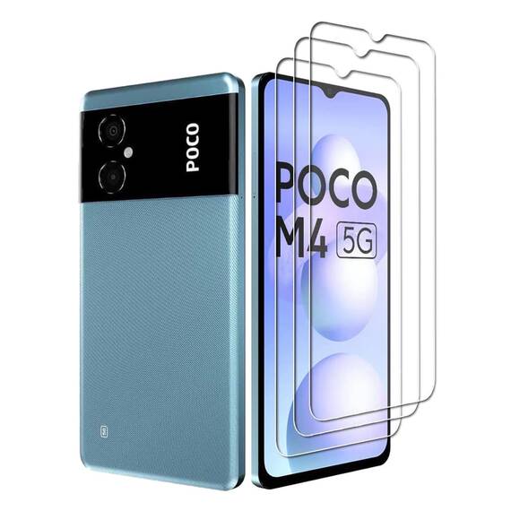 Wookfiss Schutzfolie für Xiaomi POCO M4 5G / POCO M5 Panzer Schutz Glas Folie, 3 Stück Panzerfolie, 9H Härte, Anti-Kratz, Anti-Bläschen, HD Klar Displayschutz