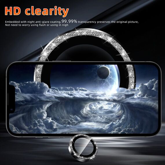 GEEMEE für iPhone 16e Kameraschutz für Panzerglas, Aluminiumlegierung Rand & HD 9H Gehärtetem Kamera Schutzfolie, Anti-Kratzn dividuelle Ring aus Metall Linse Folie - Glänzendes Schwarz