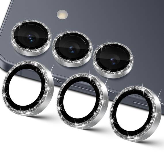 GEEMEE für Samsung Galaxy S25 Plus/S25+ 5G Glitzer Kameraschutz für Panzerglas, 9H Anti-Kratzer Metall individuelle Linsen Schutzfolien, HD Klar Kamera Schutz Zubehör - Glänzendes Silber