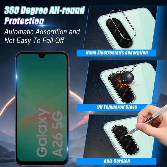 Wookfiss Privacy Schutzfolie für Samsung Galaxy A26/A17 5G für Panzerglas, 2 Stück Sichtschutz Schutzfolie + 2 Stück Kameraschutz, 9H Härte, Anti-Kratz, Anti-Bläschen, Displayschutz
