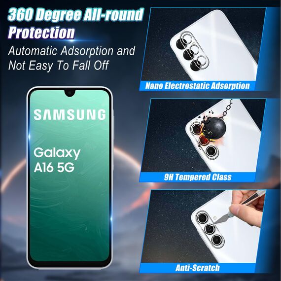 Wookfiss Privacy Schutzfolie für Samsung Galaxy A16 5G für Panzerglas, 2 Stück Sichtschutz Schutzfolie + 2 Stück Kameraschutz, 9H Härte, Anti-Kratz, Anti-Bläschen, Displayschutz
