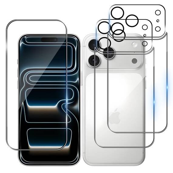 Wookfiss Rückseite Schutzfolie (2) + Schutzfolie(1) + Kameraschutz(2) für iPhone 17 Pro Max für Panzerglas, HD Panzer Schutz Glas Folie Displayschutz, [Anti-Kratzen] Panzerfolie