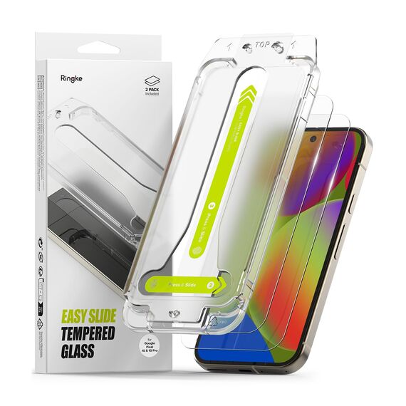 Ringke Easy Slide Glass [2 Stück] Kompatibel mit Google Pixel 10 Pro / 10 Panzerglas Displayschutz mit Installationstool, HD-Qualität 9H Härte Gehärtetes Glas Schutzfolie