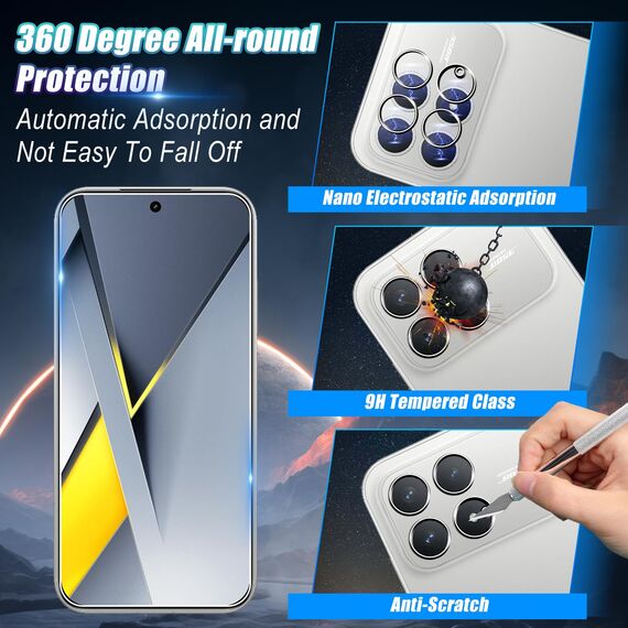 Wookfiss Schutzfolie für Xiaomi POCO F8 Pro für Panzerglas, 2 Stück Panzerfolie und 2 Stück kameraschutz, 9H Härte, Anti-Kratz, Anti-Bläschen, HD Klar Displayschutz Folie