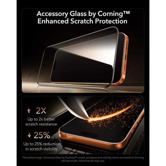 ESR für iPhone 17 Pro Max für Panzerglas von Corning [3 Sekunden Schnellinstallation], 9H+ Glas Displayschutz Militärstandard Bruchsicher Extrem Robust mit einfacher Befestigung, 3 Stück