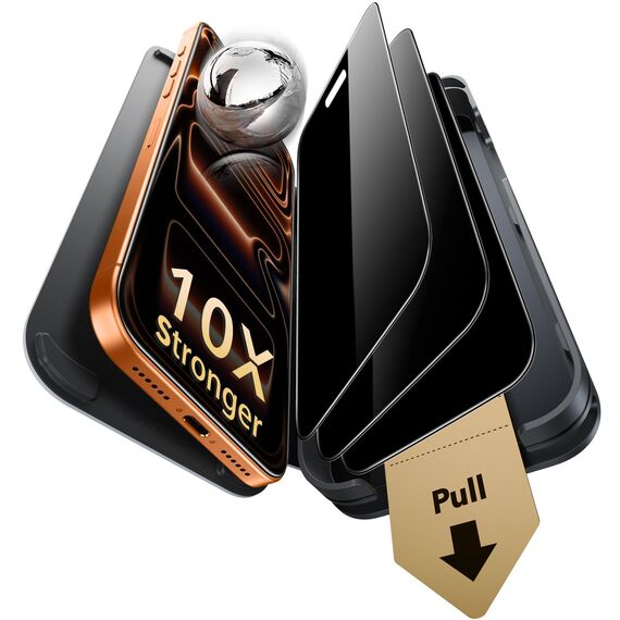 ESR für iPhone 17 Pro für Panzerglas Sichtschutz von Corning [3 Sekunden Schnellinstallation], Schutzfolie Displayschutz Anti-Spy Bruchsicher Extrem Robust mit einfacher Befestigung, 3 Stück