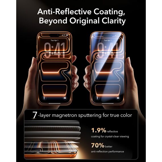 ESR für iPhone 17 Pro Max für Panzerglas von Corning [3 Sekunden Schnellinstallation], 9H+ Glas Displayschutz Militärstandard Bruchsicher Extrem Robust mit einfacher Befestigung, 3 Stück