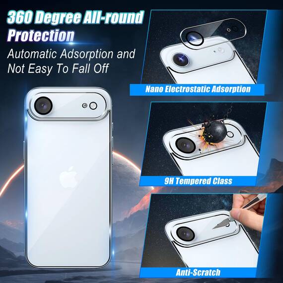 Wookfiss Rückseite Schutzfolie für iPhone 17 Air für Panzerglas, 2 Stück Rückseite Panzerfolie + 2 Stück Kamera Schutzfolie, 9H Härte, HD Displayschutz kompatibel mit iPhone Air