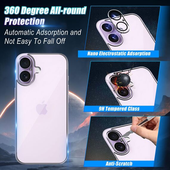 Wookfiss Rückseite Schutzfolie für iPhone 17 für Panzerglas, 2 Stück Rückseite Panzerfolie + 2 Stück Kamera Schutzfolie, 9H Härte, HD Displayschutz kompatibel mit iPhone 17