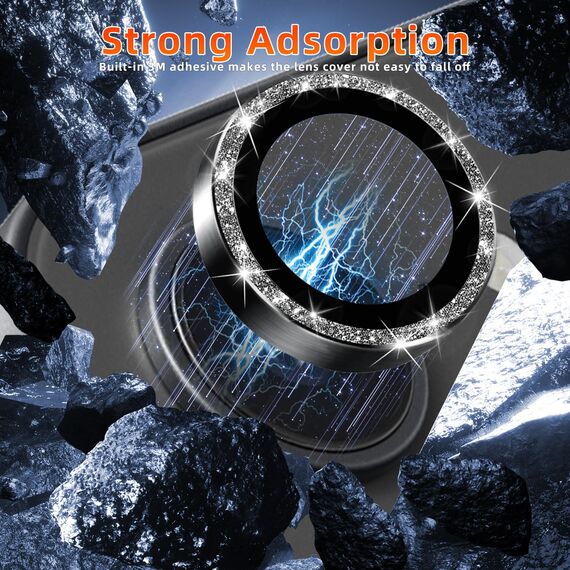 GEEMEE für iPhone 16e Kameraschutz für Panzerglas, Aluminiumlegierung Rand & HD 9H Gehärtetem Kamera Schutzfolie, Anti-Kratzn dividuelle Ring aus Metall Linse Folie - Glänzendes Schwarz