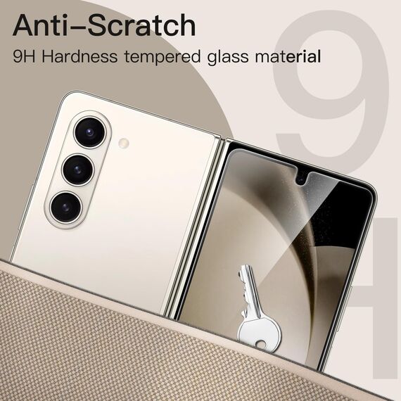 JETech Front Schutzfolie für Samsung Galaxy Z Fold 5, Panzer Schutz Glas Folie Displayschutz mit Einfaches Installationswerkzeug, Hat Keinen Einfluss auf die Hülle, HD Klar, 3 Stück