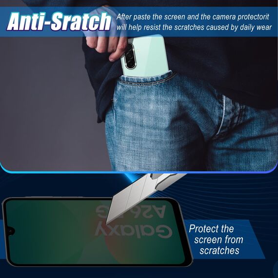 Wookfiss Privacy Schutzfolie für Samsung Galaxy A26/A17 5G für Panzerglas, 2 Stück Sichtschutz Schutzfolie + 2 Stück Kameraschutz, 9H Härte, Anti-Kratz, Anti-Bläschen, Displayschutz