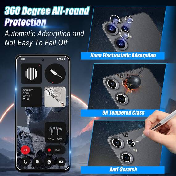 Wookfiss Schutzfolie für Nothing CMF Phone 2 Pro für Panzerglas, 2 Stück Schutzfolie+ 2 Stück Kamera Schutzfolie, 9H Härte, Anti-Kratz, Anti-Bläschen, HD Klar Displayschutz