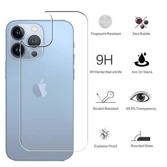 Wookfiss Rückseite Schutzfolie (2)+Kamera Schutzfolie(2) für iphone 13 pro max für, Hinten Schutzfolie 9H Vollabdeckung Zurück Film Anti-Kratzen Displayschutzfolie Klar Rückseite Folie
