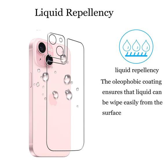 Wookfiss Rückseite Schutzfolie für iPhone 15 für Panzerglas, 2 Stück Rückseite Schutzfolie + 2 Stück Kamera Schutzfolie, 9H Härte, HD Displayschutz kompatibel mit iPhone15