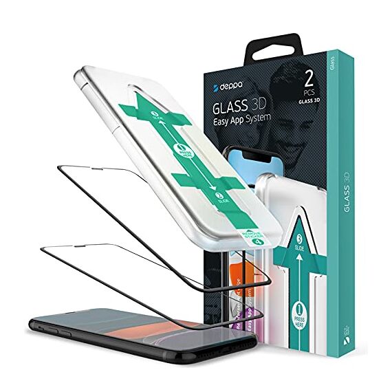 Deppa |2 Stück| Schutzfolie für Iphone 11 Pro Max Full Screen (6.5 Zoll) mit Installationshilfe Glas Folie 3D - Schutzglas, Displayschutz mit Schablone (Iphone 11 Pro Max (6.4'))