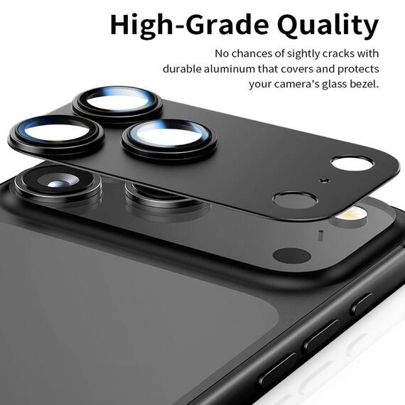 Wookfiss 2 Stück Kamera Schutzfolie für iPhone 17 Pro Max Kameraschutz, Aluminiumlegierung Kamera Schutzfolie Linsenschutz, 9H Härte, Anti-Kratzen, Bläschenfrei, Schwarz