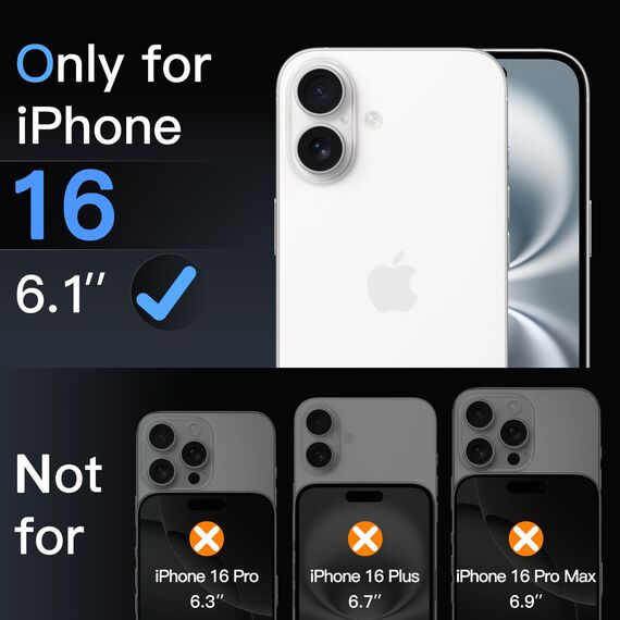 JETech 9H+ Bruchsicher Schutzfolie für iPhone 16 6,1 Zoll, Gehärtete Glas Militärischer Grad Displayschutz mit Einfachem Installationswerkzeug, HD Klar, 3 Stück