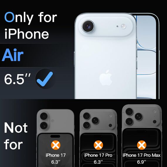 JETech 9H+ Bruchsicher Schutzfolie für iPhone Air, Gehärtete Glas Militärischer Grad Displayschutz mit Einfachem Installationswerkzeug, HD Klar, 3 Stück