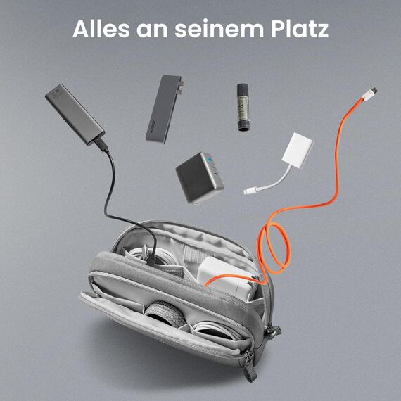 tomtoc Kabeltasche Zubehörtasche, Reise EDC Elektronik Organizer Tasche Kabelorganizer Tech Pouch Bag für Laptop Zubehör, Powerbank, Ladekabel, Ladestecker, Festplatte, DJI Osmo Pocket 3