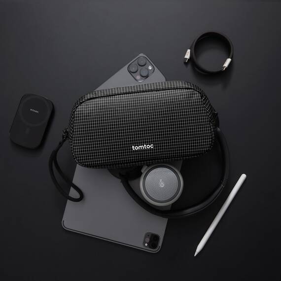 tomtoc Kabel Organizer Tasche, Elektronik EDC Zubehör Kabeltasche Kabelorganizer, Reiseutensilien Koffer Organizer Tech Pouch Geschenk Cable Bag für Handy Netzteil, Ladekabel, Ladestecker, Powerbank