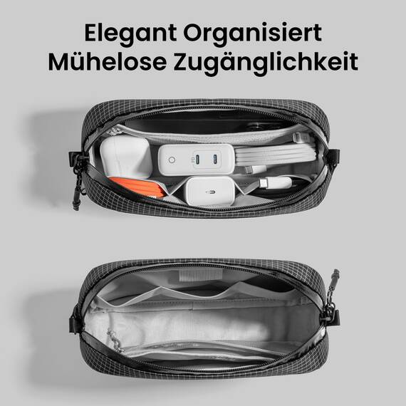 tomtoc Kabel Organizer Tasche, Elektronik EDC Zubehör Kabeltasche Kabelorganizer, Reiseutensilien Koffer Organizer Tech Pouch Geschenk Cable Bag für Handy Netzteil, Ladekabel, Ladestecker, Powerbank