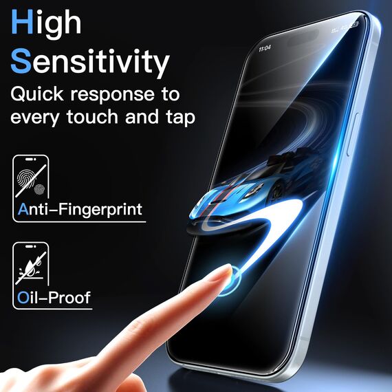 JETech 9H+ Bruchsicher Schutzfolie für iPhone 15 Plus 6,7 Zoll, Gehärtete Glas Militärischer Grad Displayschutz mit Einfachem Installationswerkzeug, HD Klar, 3 Stück