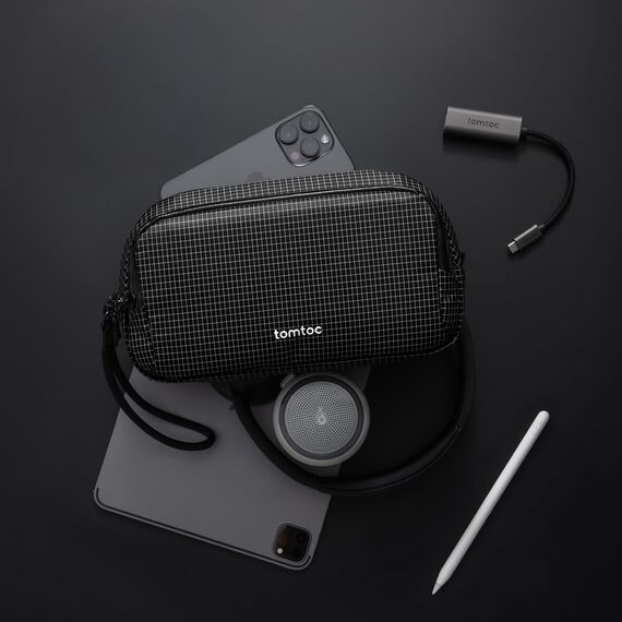 tomtoc Kabeltasche Zubehörtasche, Reise EDC Elektronik Organizer Tasche Kabelorganizer Tech Pouch Bag für Laptop Zubehör, Powerbank, Ladekabel, Ladestecker, Festplatte, DJI Osmo Pocket 3