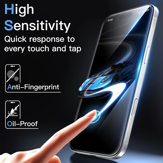 JETech 9H+ Bruchsicher Schutzfolie für iPhone 16 6,1 Zoll, Gehärtete Glas Militärischer Grad Displayschutz mit Einfachem Installationswerkzeug, HD Klar, 3 Stück