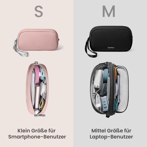tomtoc Kabel Organizer Tasche, Elektronik EDC Zubehör Kabeltasche Kabelorganizer, Reiseutensilien Koffer Organizer Tech Pouch Geschenk Cable Bag für Handy Netzteil, Ladekabel, Ladestecker, Powerbank