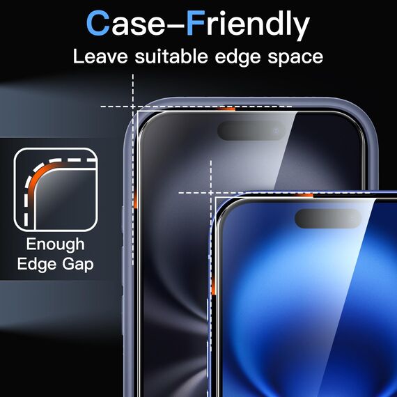 JETech 9H+ Bruchsicher Schutzfolie für iPhone 16 Plus 6,7 Zoll, Gehärtete Glas Militärischer Grad Displayschutz mit Einfachem Installationswerkzeug, HD Klar, 3 Stück