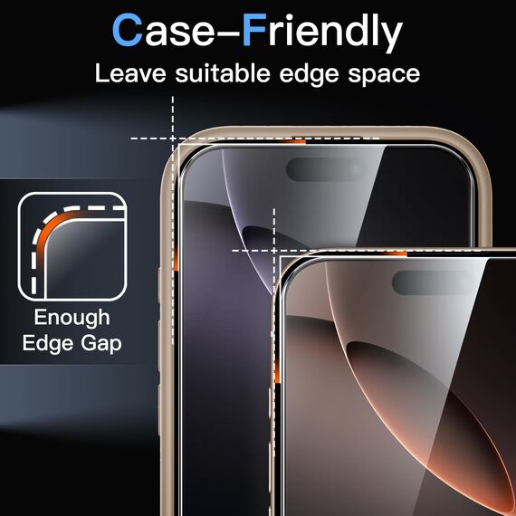 JETech 9H+ Bruchsicher Schutzfolie für iPhone 16 Pro Max 6,9 Zoll, Gehärtete Glas Militärischer Grad Displayschutz mit Einfachem Installationswerkzeug, HD Klar, 3 Stück