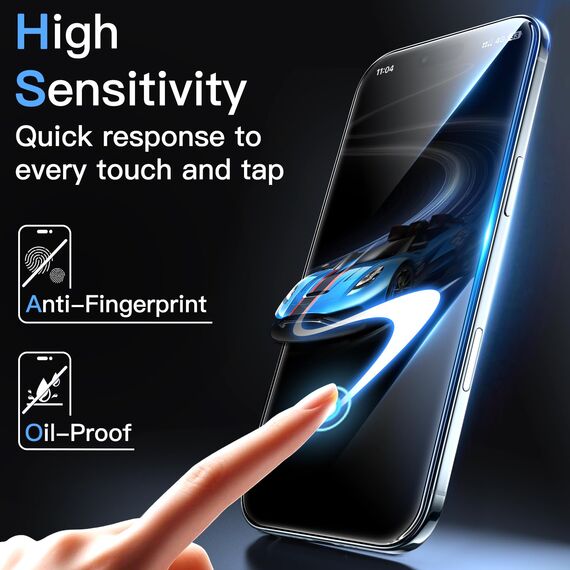 JETech 9H+ Bruchsicher Schutzfolie für iPhone Air, Gehärtete Glas Militärischer Grad Displayschutz mit Einfachem Installationswerkzeug, HD Klar, 3 Stück