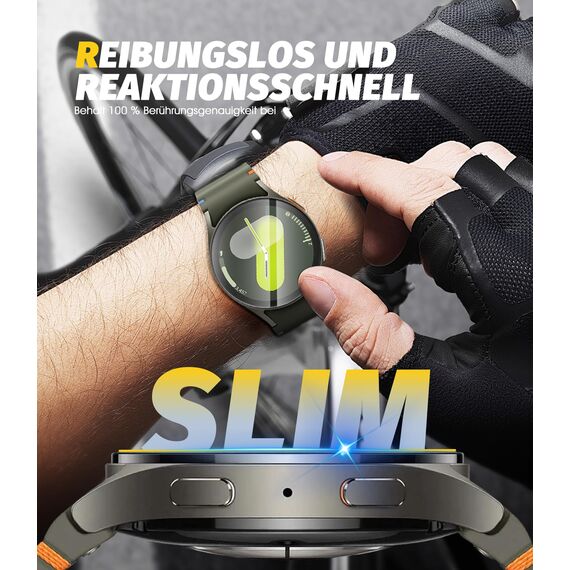 NEWZEROL 4 Stück Display Glasschutz Kompatibel für Samsung Galaxy Watch 7/6 / 5/4 44mm Schutzfolie (41mm Durchmesser) 2.5D Arc Edges 9H Glas Displayschutz Anti-Kratzer Blasenfrei